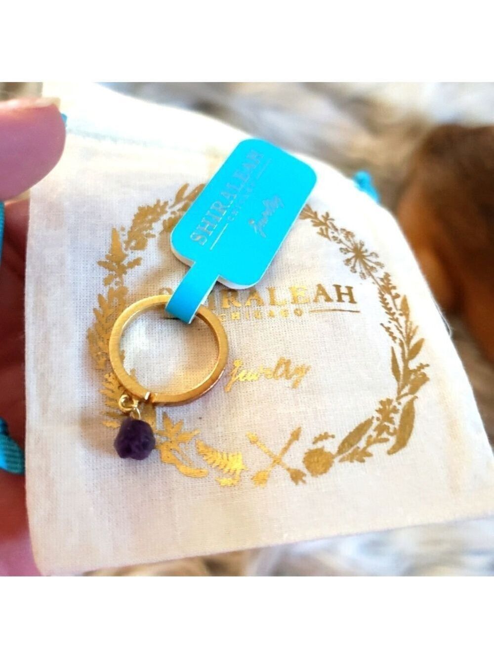 Raval Amethyst Stacking Ring Gold Band